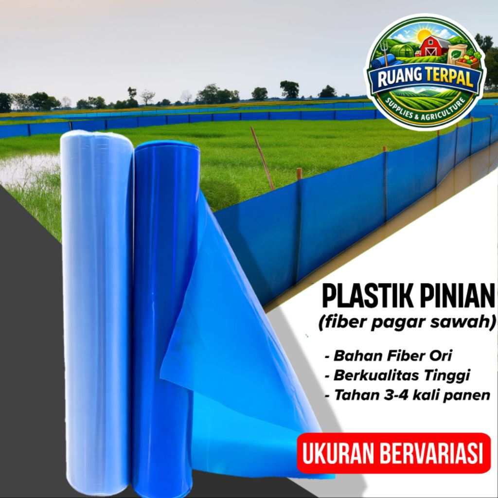 Plastik Pinian Biru Tebal 220 Mikron Anti Hama Tikus/Plastik Fiber Pagar Sawah Ukuran Bervariasi Cap