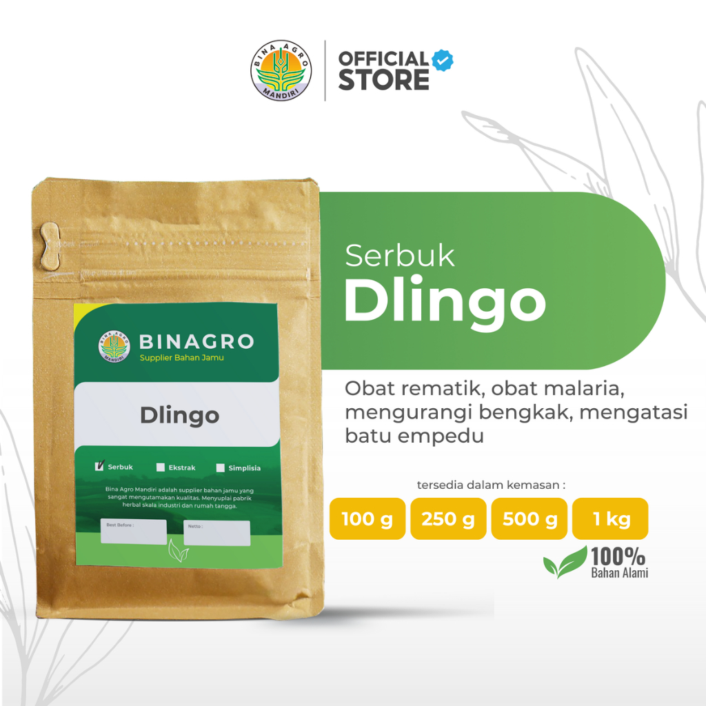 DLINGO Serbuk Bubuk Jamu Dlingo Murni Tanpa Campuran 100gtr 250gr 500gr 1kg Premium Binagro