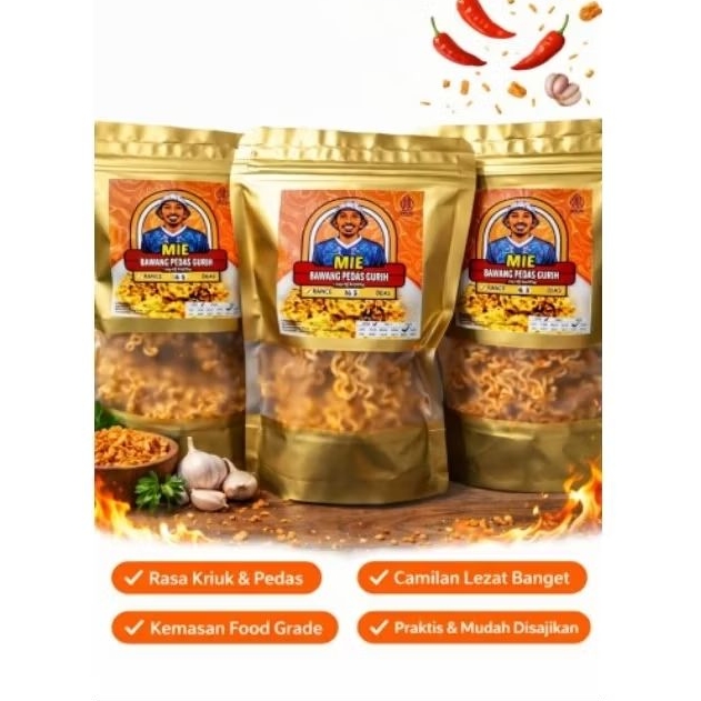Mie Bawang Pedas Gurih Original 100gr | Mie Kering Gurih Pedas