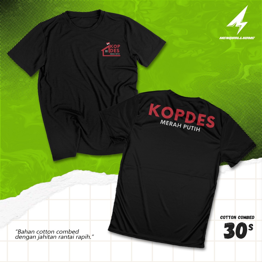 KAOS KOPERASI KOPDES MERAH PUTIH COTTON COMBED 30S - KAOS CUSTOM SATUAN MENGBALLHOME