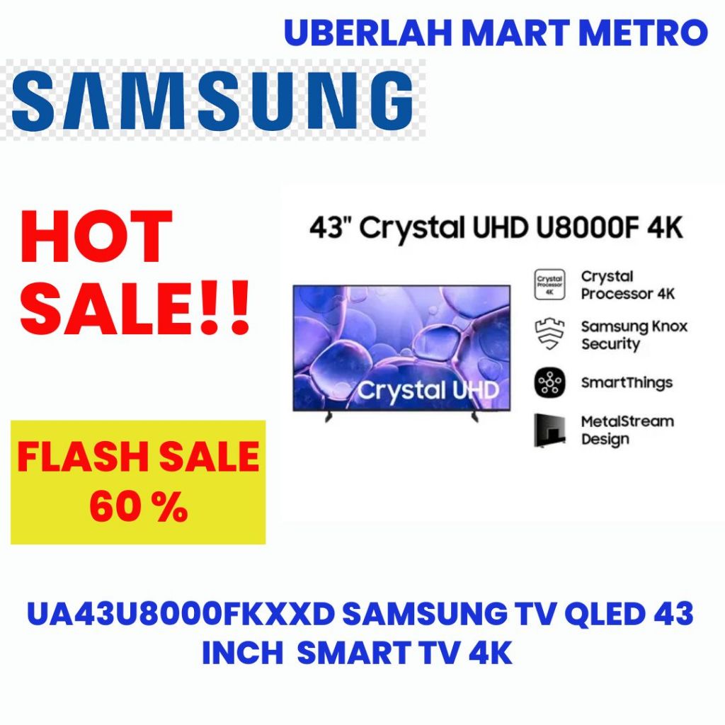 SAMSUNG TV 43 INCH QLED 43U8000FKXXD SMART TV 4K UHD
