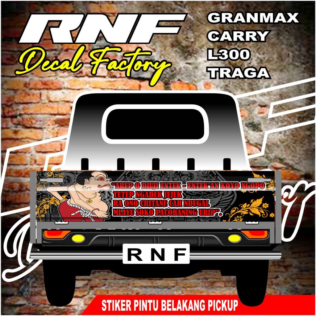 COD stiker bagong,stiker bak belakang pickup grandmax,l300,carry,traga,all bak belakang pickup bisa 
