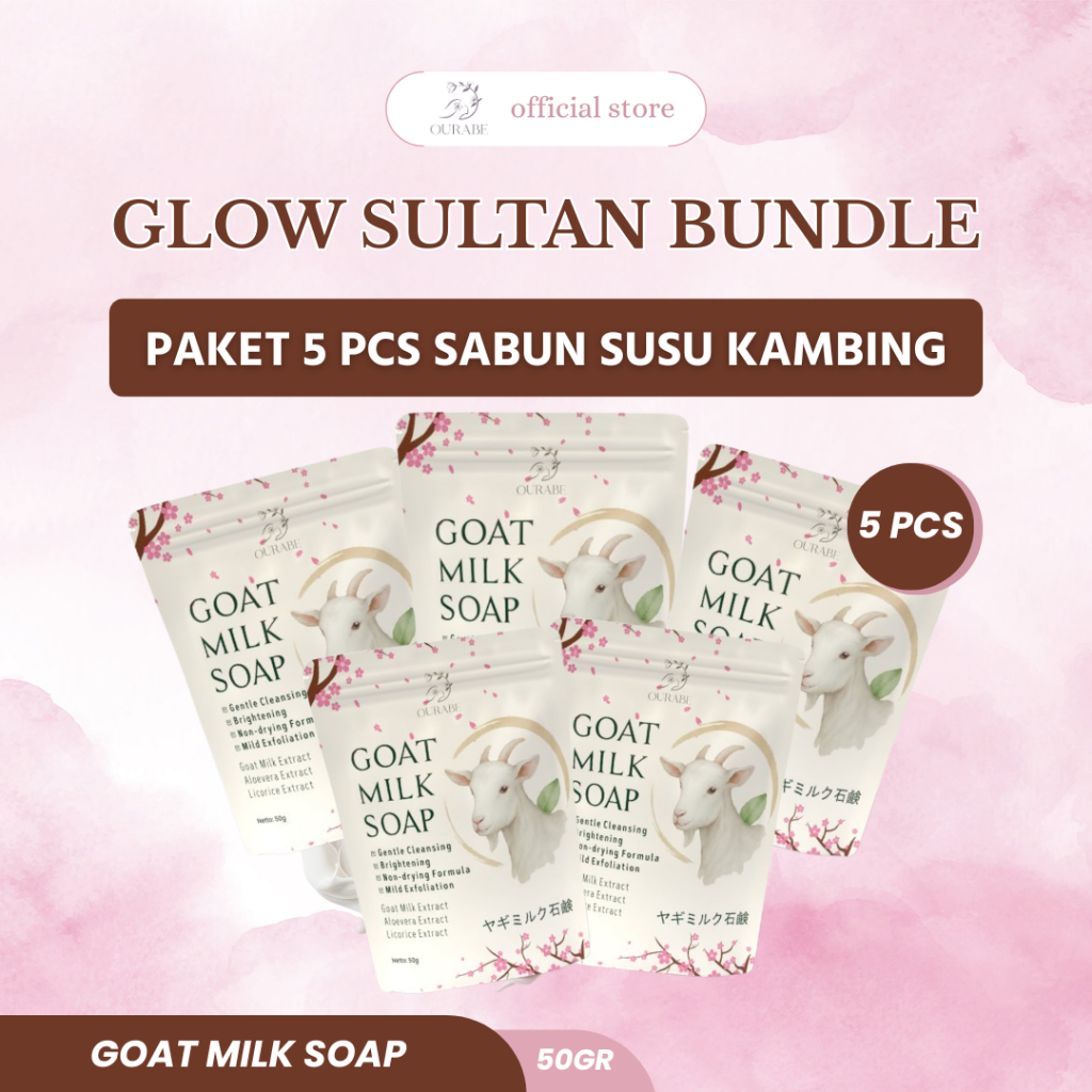 Ourabe Goat Milk Soap (PAKET 5 PCS) - Sabun Susu Kambing Brightening & Gentle Cleansing Formula Jepa