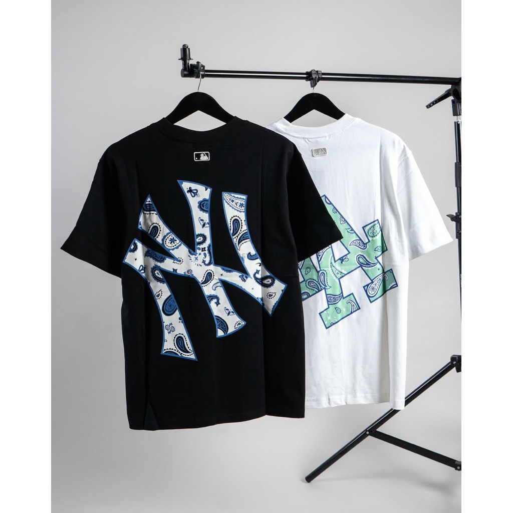 Kaos Oversize MLB Korea LA Los Angeles Summer Tee White T-Shirt Streetwear Unisex Cotton Combed Prem