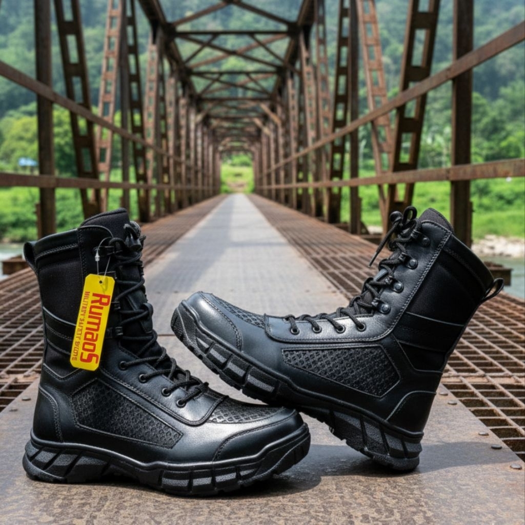 terbaru-SEPATU PDL militer boots ankle jaring sarang TAWON TNI/POLRI/SECURITY kulit