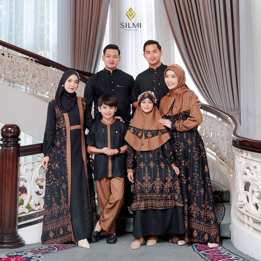 Sarimbit Silmi Family Style 1&2 Hitam Sarimbit Best Seller 2026 Set Baju Muslim Keluarga Bahan Katun