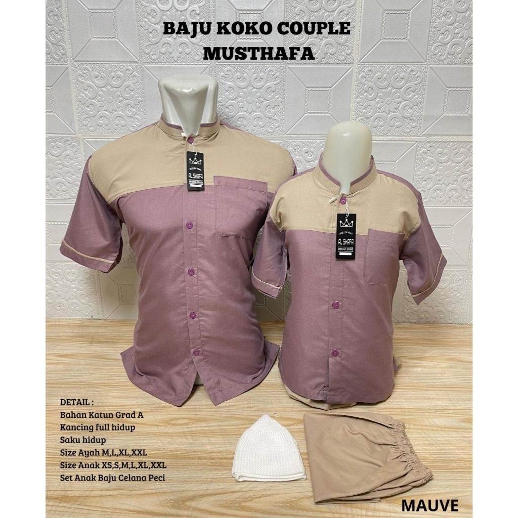MUSTOFA - (TERBARU 2026) BAJU KOKO KURTA COUPLE AYAH ANAK LENGAN TANGAN PENDEK KATUN TOYOBO PREMIUM 