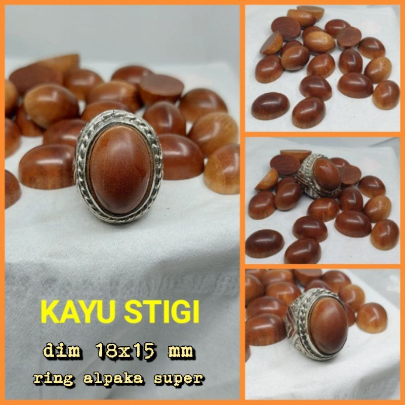 CINCIN PRIA RING ALPAKA KAYU STIGI NATURAL