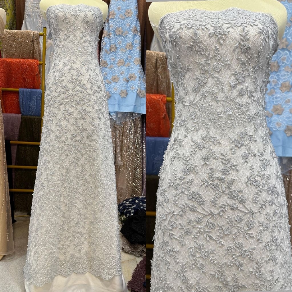 kain tille hana metalik exclusive 3D bunga timbul aplikasi chantilly payet squeen quality premium gr