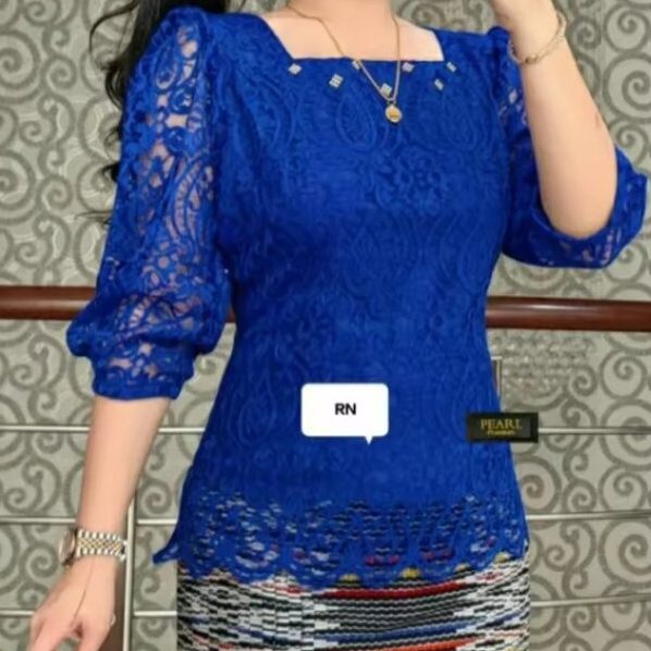 RN Blus  baju atasan wanita terbarukebaya brokat model tangan Balon terbaru..Atasan kebaya