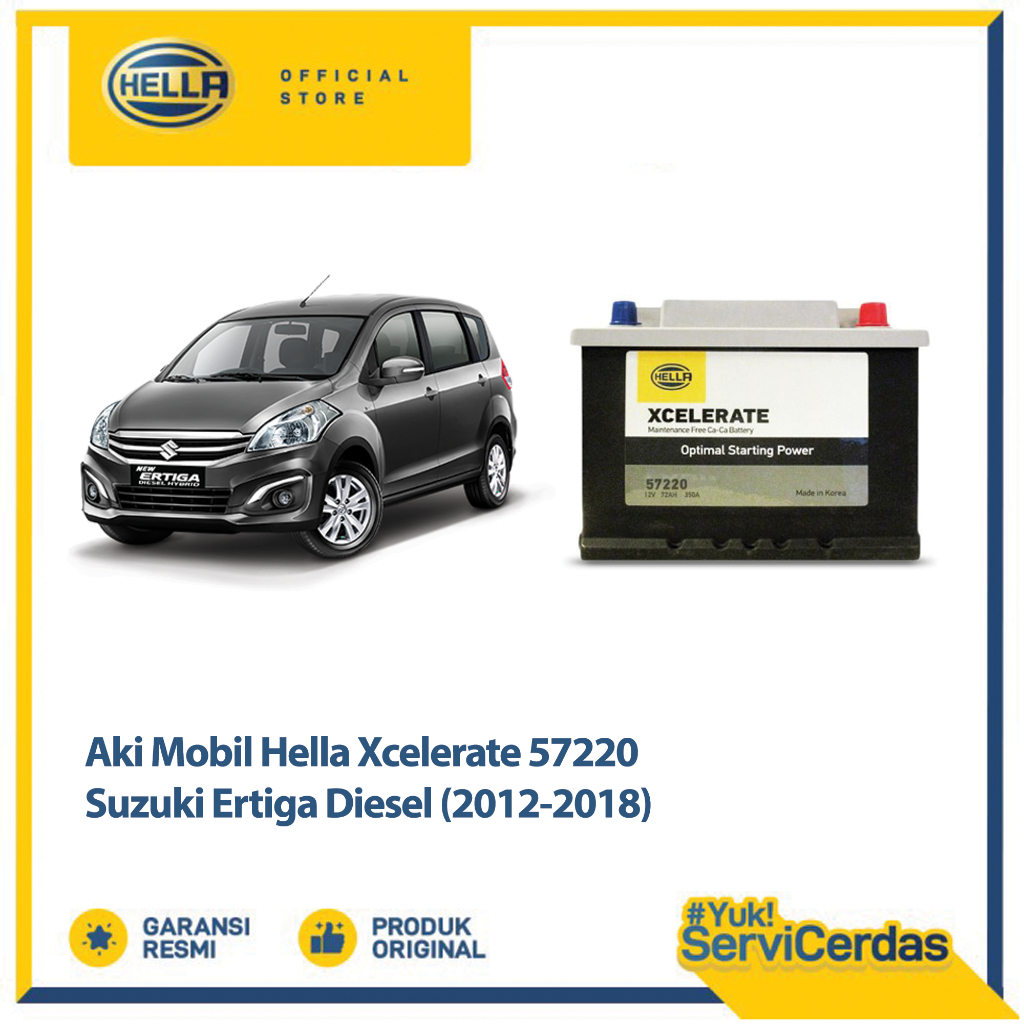 Aki Mobil Hella Suzuki Ertiga Diesel 2012-2018 XCELERATE 57220 - Aki Mobil Kering