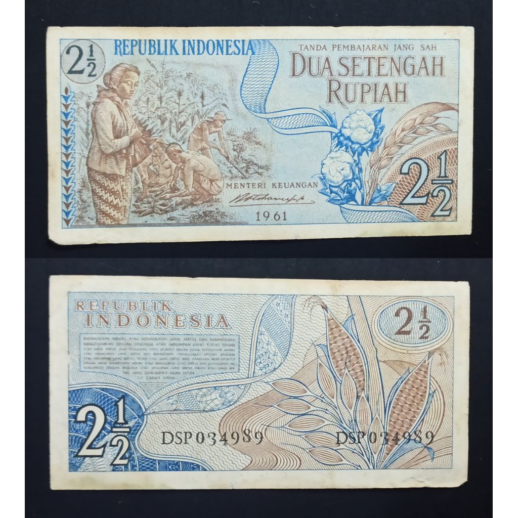 uang kuno Indonesia 2½ rp jagung 1961 p2933