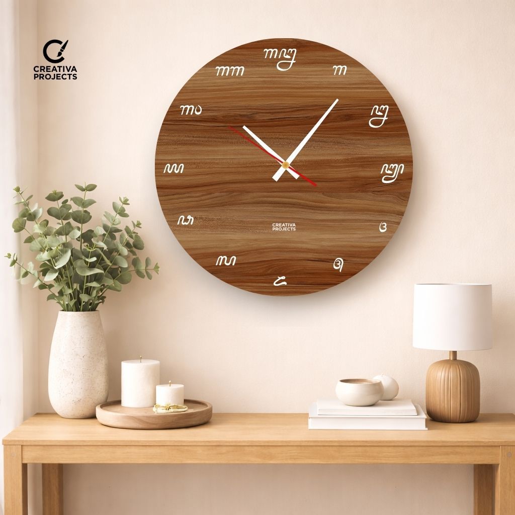 Creativa Projects Jam Dinding Aksara Jawa Jam Klasik Budaya Jawa Tradisional Wall Decor Elegan Premi