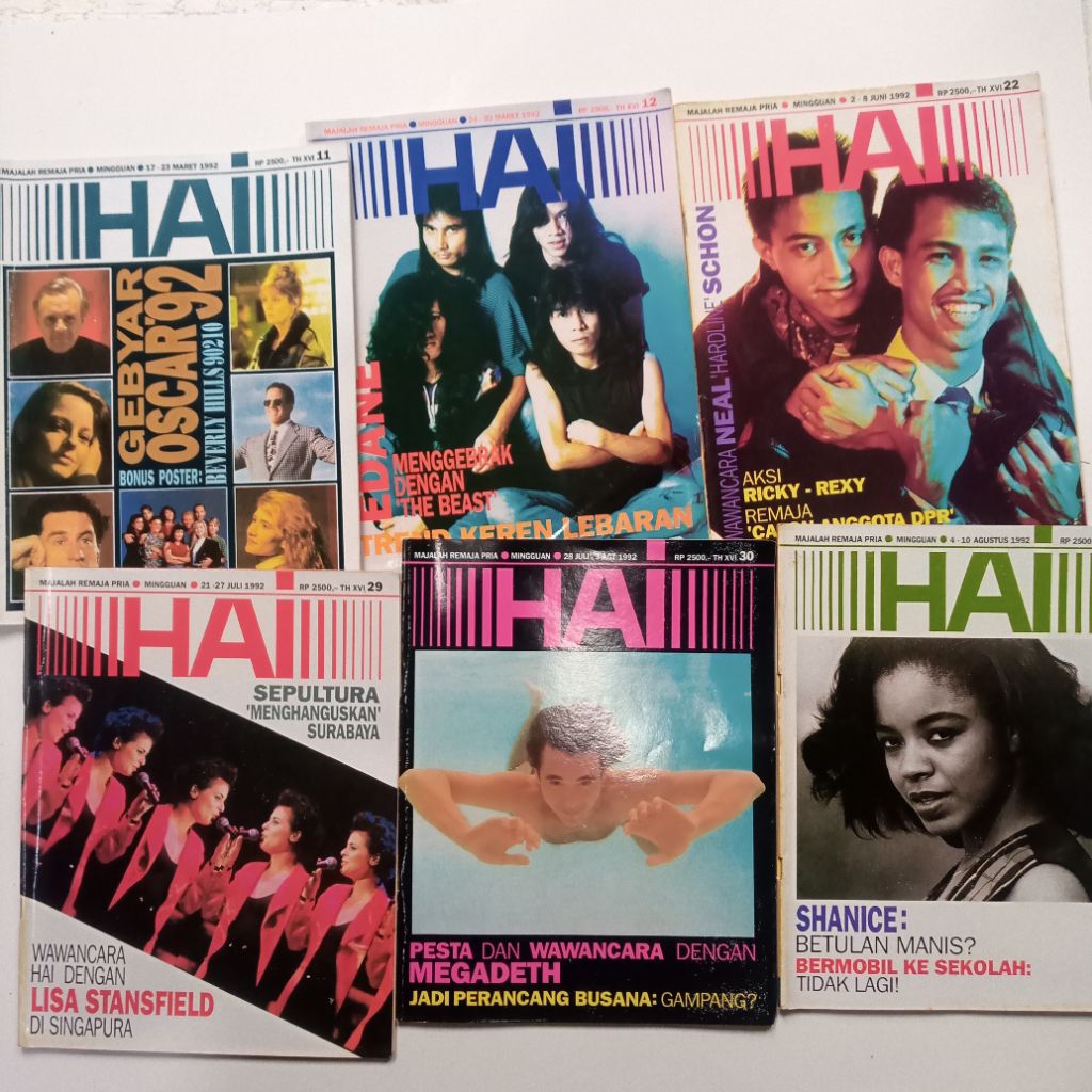 Majalah hai tahun no 11 12 22 29 30 31 33 40 44 45 46 49 1992 Free Poster Majalah jadul majalah lawa