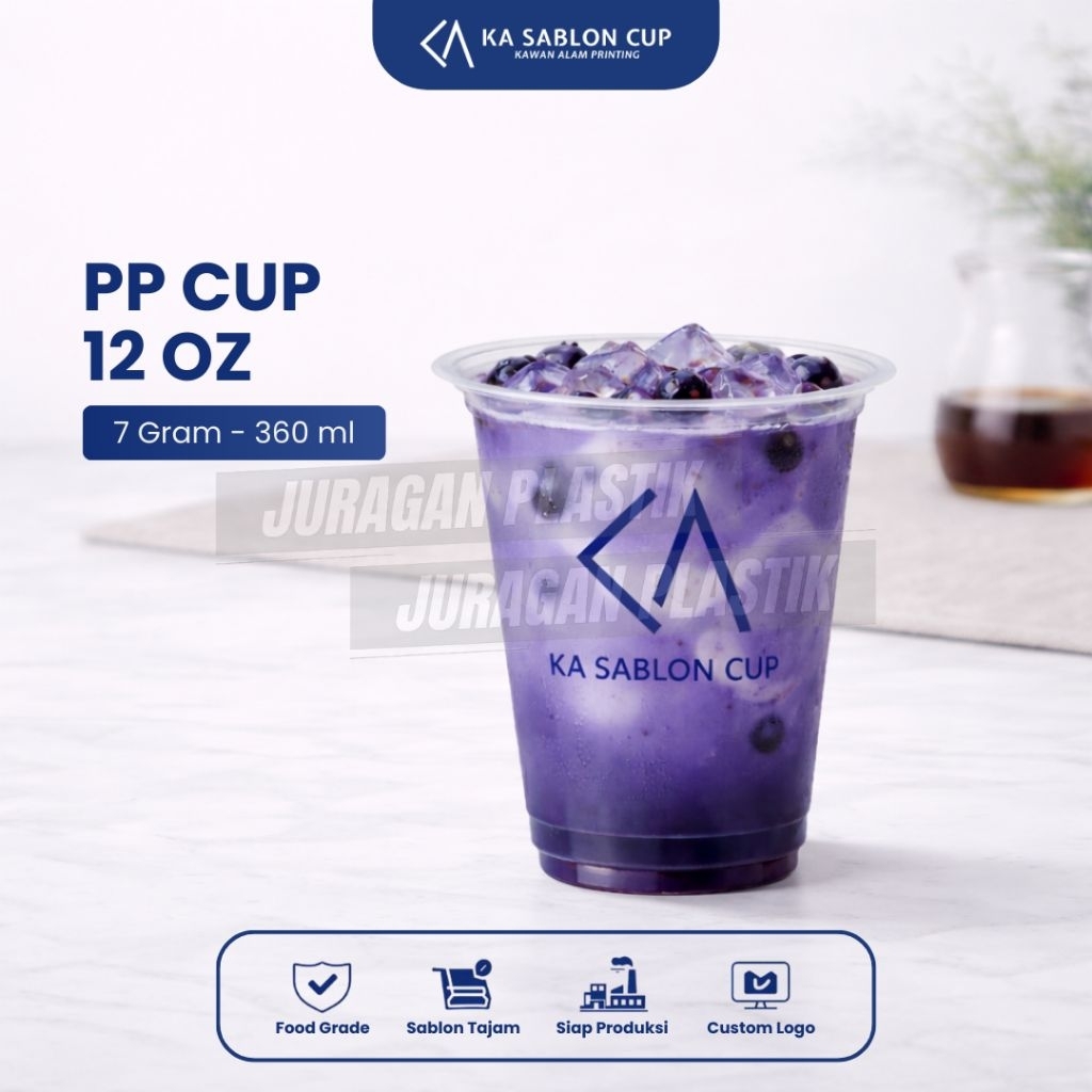 PP CUP 12OZ  (Cup Plastik / Gelas Plastik) Bahan Tebal