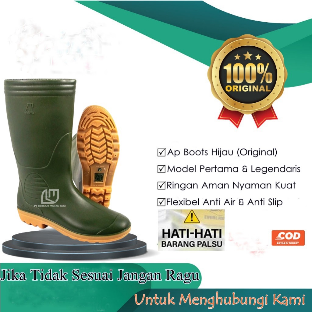 Sepatu Boots AP Pria Panjang Safety Anti Air Dan Licin Original 100%