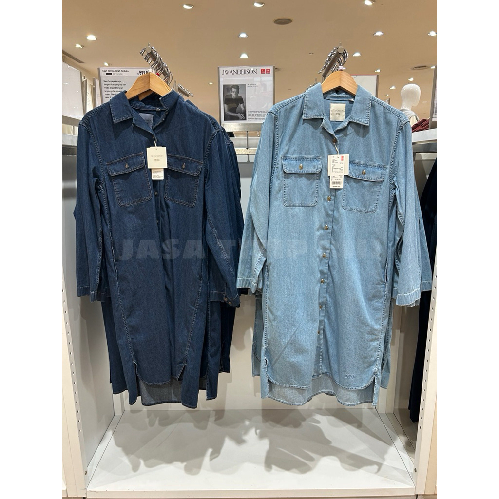 Gaun Kemeja Kerah Terbuka WOMEN UNIQLO