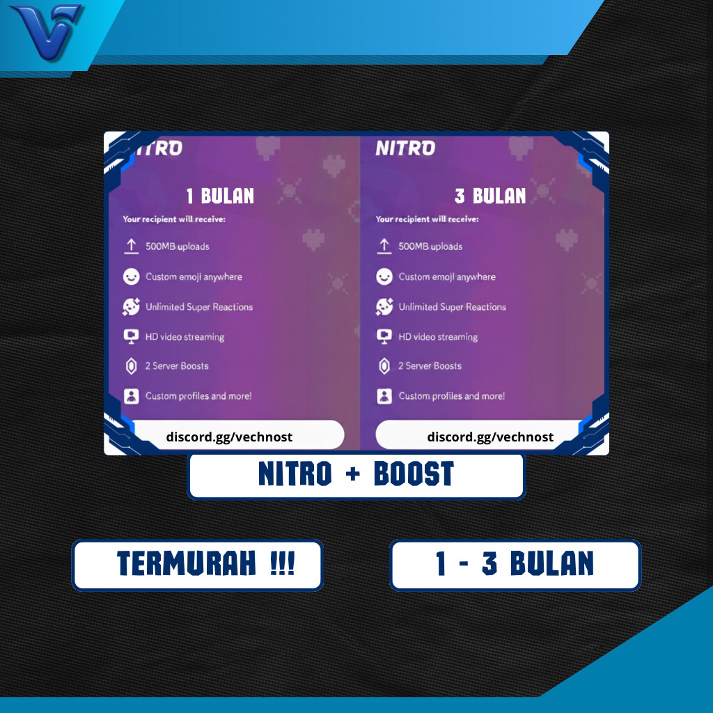 DISCORD NITRO PRO 3 BULAN + 2 BOOST UNTUK SERVER ( REKOMENDASI )