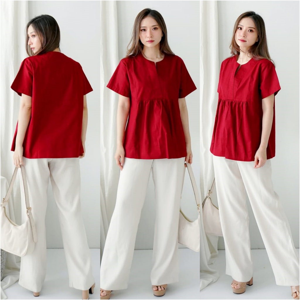 Baju Atasan Blouse Jumbo wanita Bigsize Bonnie Top Blus baby doll kerja kantor formal casual katun u