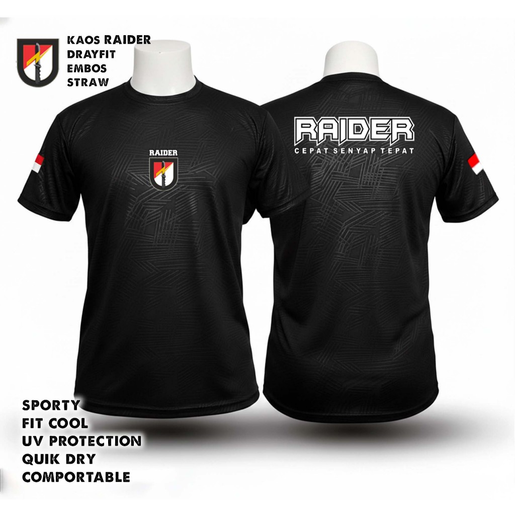 kaos raider / kaos raider Bahan Dryfit Embos / baju kaos raider / kaos running raider / kaos jersey 