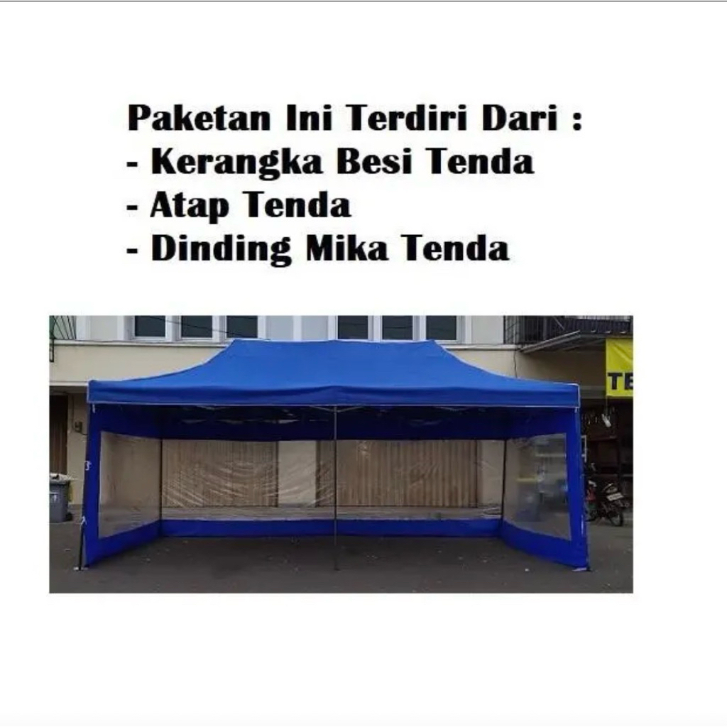 tenda lipat uk 3x6 + dinding 3 sisi