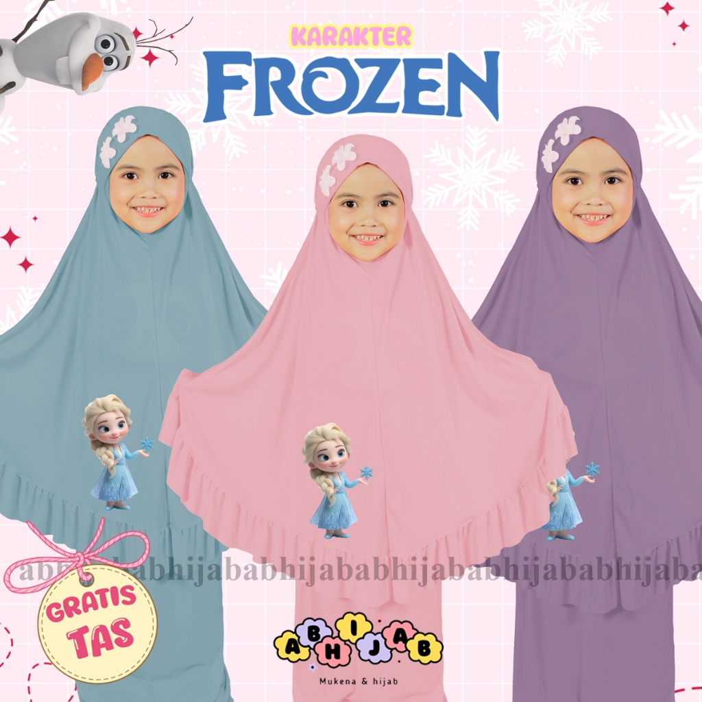 MUKENA MUKENAH TELEKUNG RUKUH ANAK PEREMPUAN KARAKTER UKURAN 1 2 3 4 5 6 TAHUN ELSA FROZEN