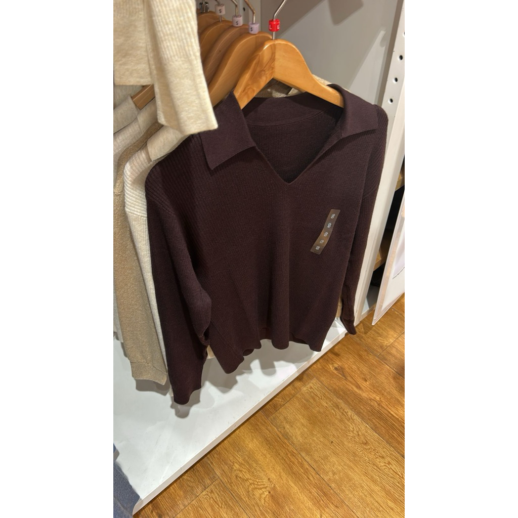 Sweater Polo Rib Rajut Washable Uniqlo