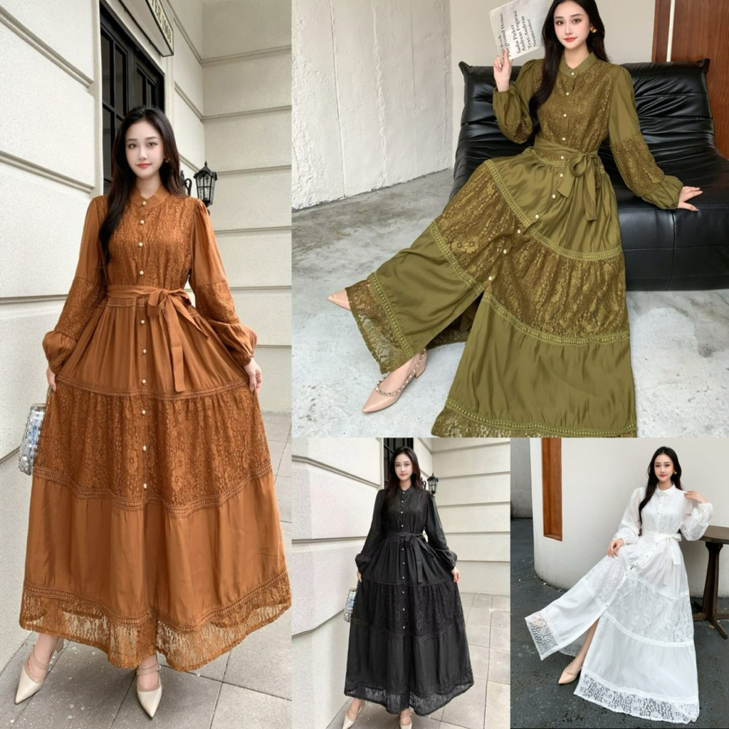 gamis fadila, gamis kev, gamis bangkok, gamis putih, white maxi, dress katun bordir, gamis eyelet, g