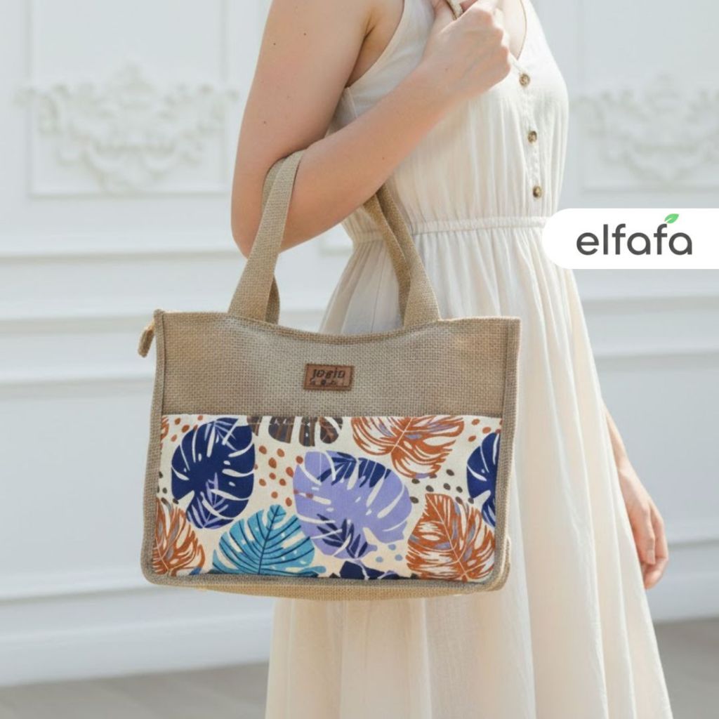 ELFAFA / Totebag Kombinasi Goni Motif/ TOTEBAG GONI/TAS KULIAH WANITA/TAS JOGJA