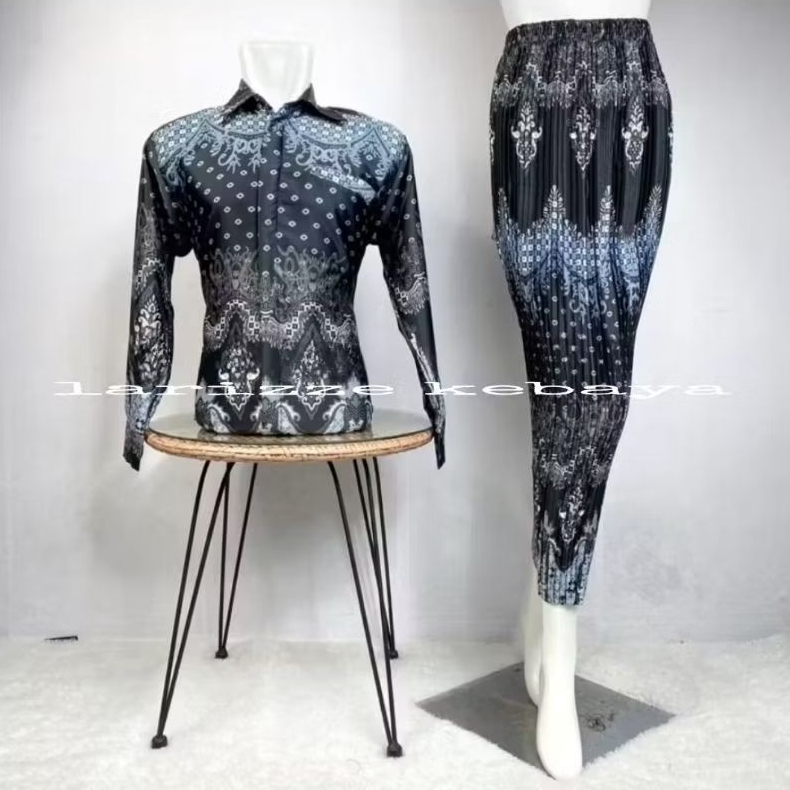 SET BATIK COUPLE ROK SPAN PLISKET / BATIK COUPLE PASANGAN / BATIK COUPLE PESTA / KEMEJA BATIK  PRIA 