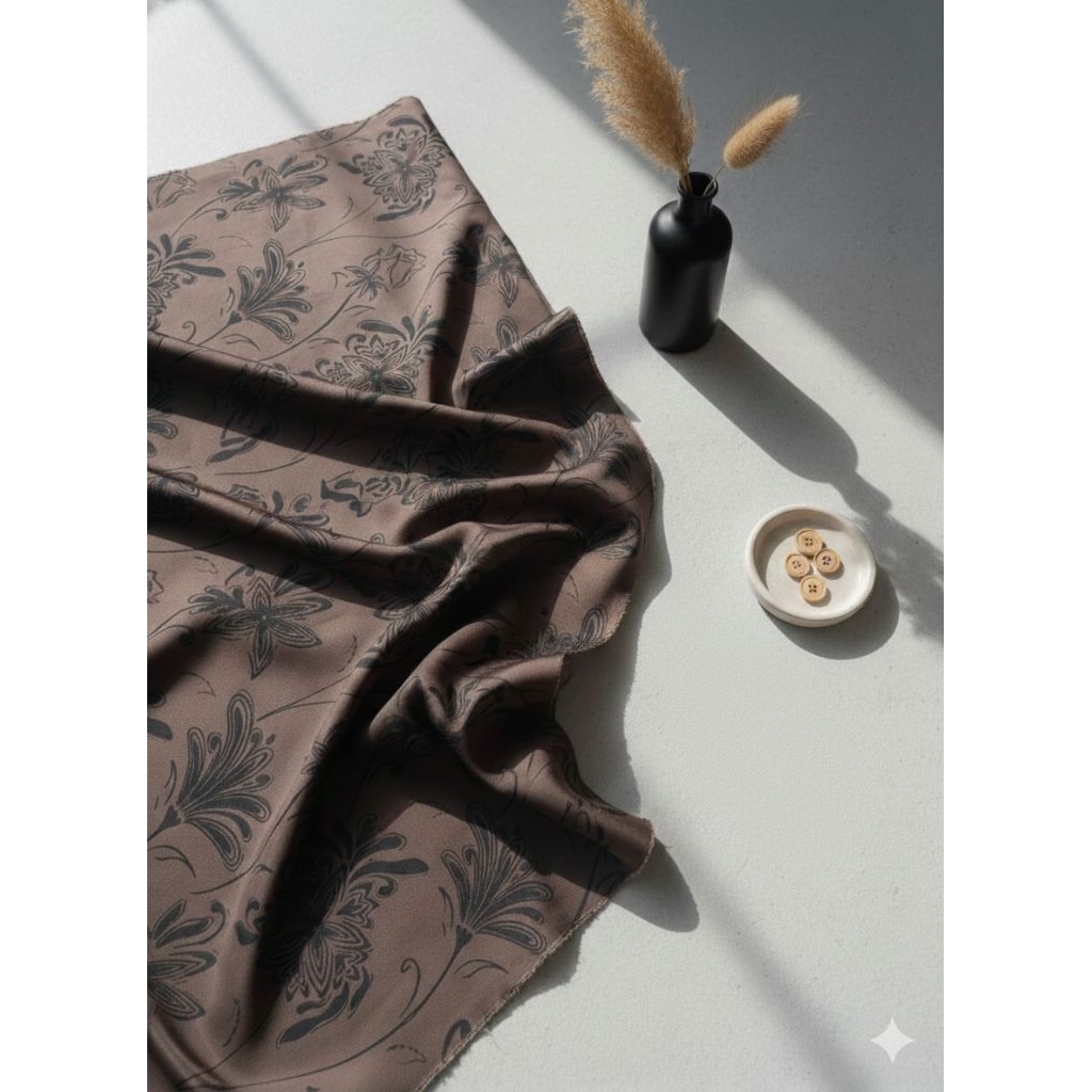 Kain Armani silk Ecoprint Motiv abstrack/ Kain Silk Meteran/ Jadi gamis. (harga tertera 50cm)