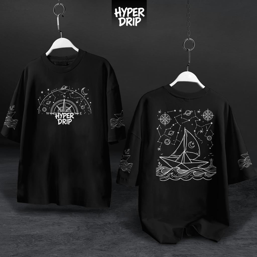 HYPERDRIP - OVERSIZE T-Shirt " COMPASS " | Kaos Oversize Unisex | Cotton Combed 20s Tebal | Baju Dis