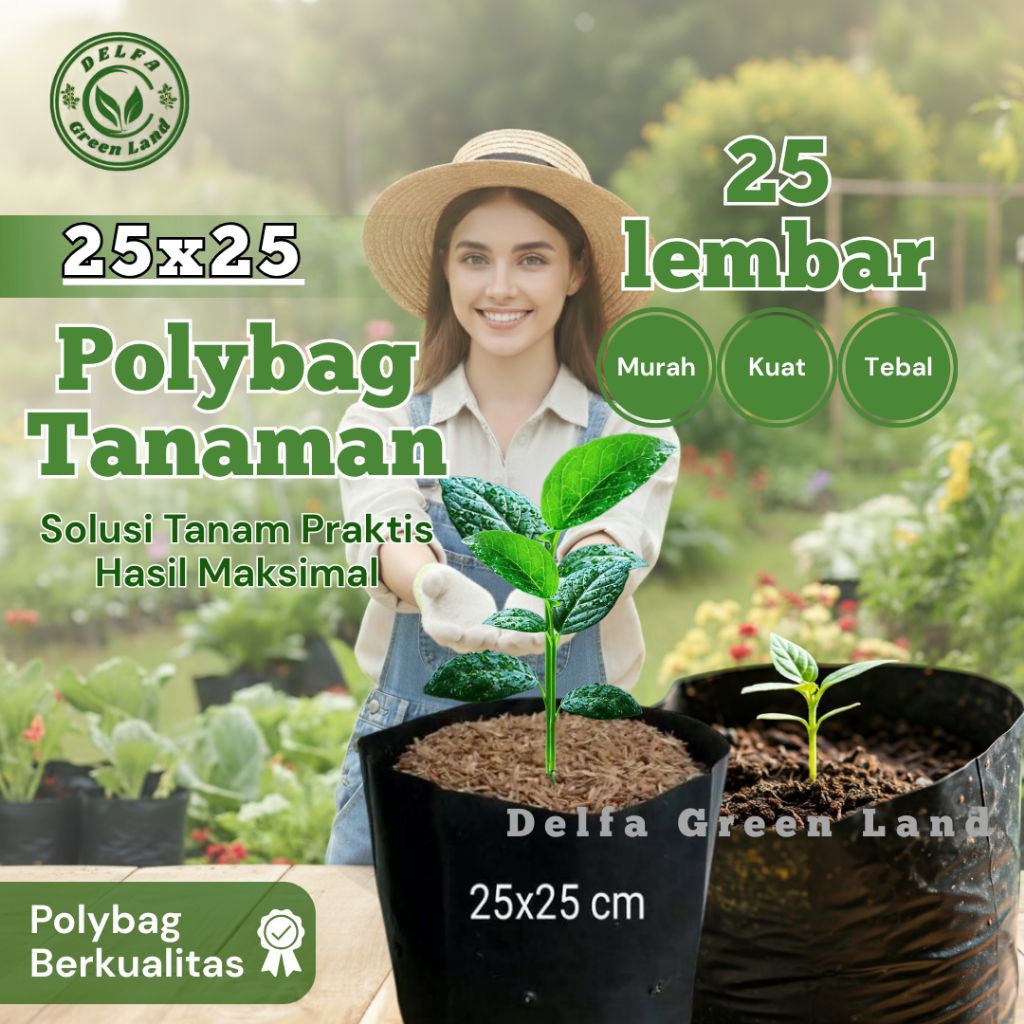 Polybag Tanaman 25x25 Cm 25 Lembar Polibek Berkualitas Media Tanam Plastik Hitam Murah