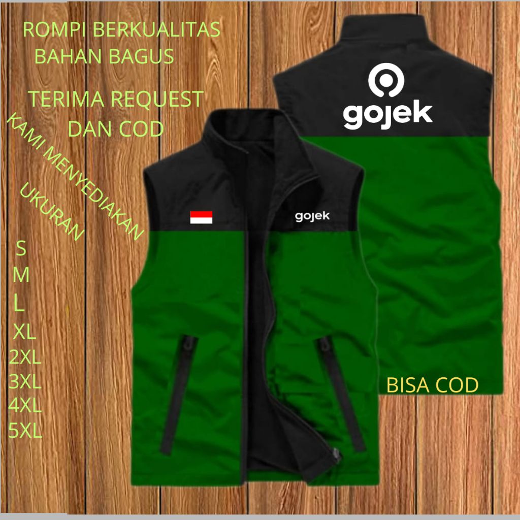 Terbaru!!! rompi gojek murah,rompi motor pria wanita,rompi ojol,rompi driver ojol,vest rompi taslan,
