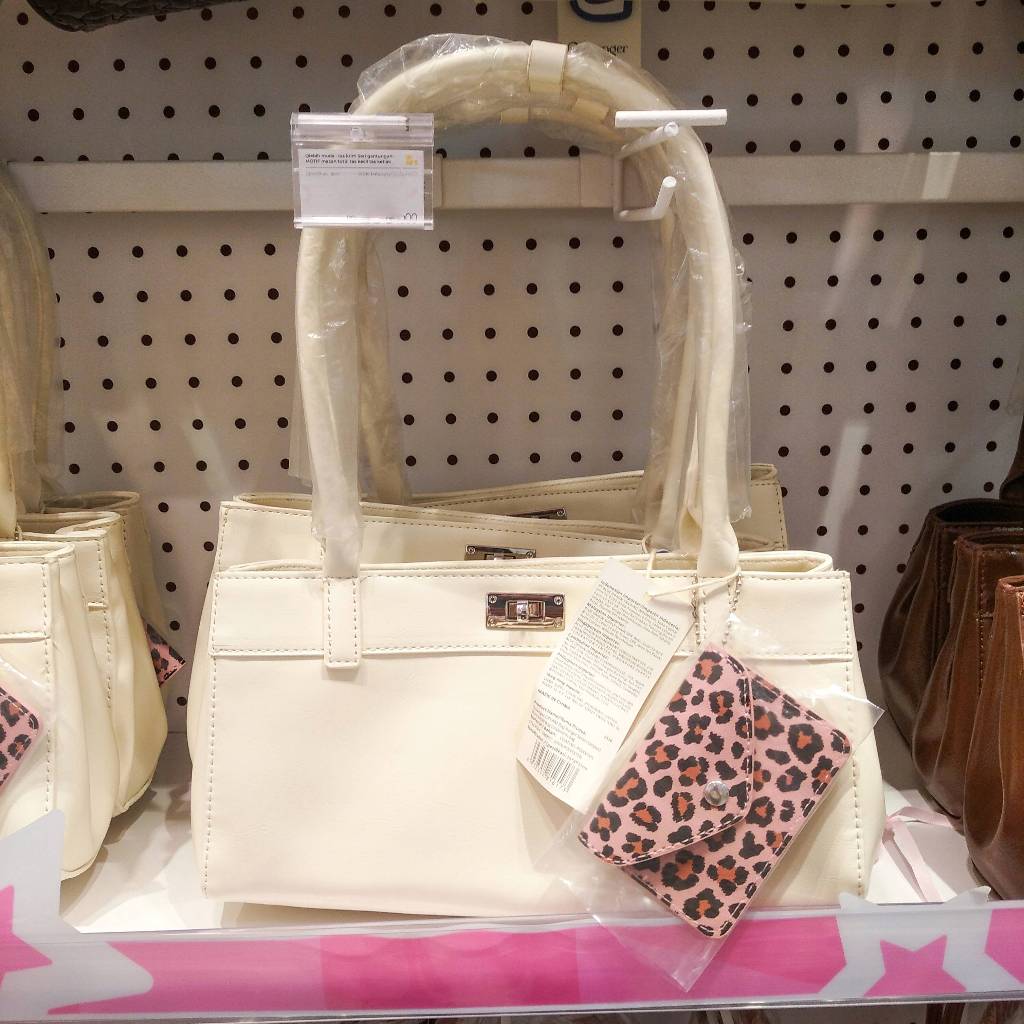 Qyounger Tas Krim Shoulder Bag Tas Bahu Gantungan Motif Macan Tutul