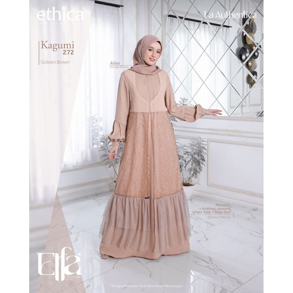 GAMIS DRESS ETHICA DEWASA MEWAH KEKINIAN KAGUMI 272 GOLDEN BROWN