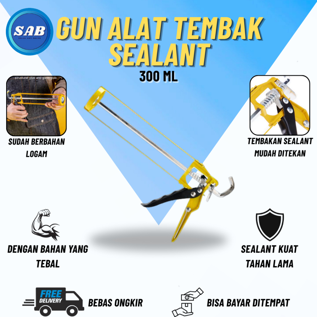 Alat Tembak Silicone Sealant Tabung Caulking Gun Silikon Simple Praktis & Kuat