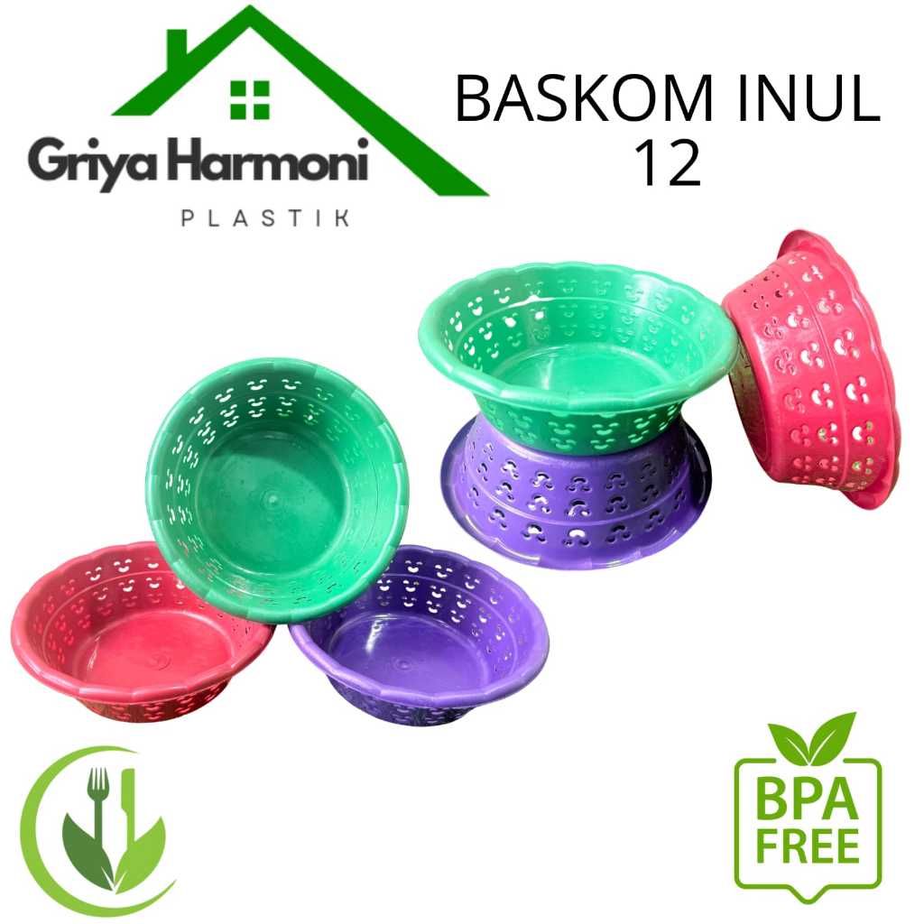 (12 PCS) BASKOM INUL 12 - BASKOM SENYUM / KETAWA 12 - BASKOM NASI HAJATAN PLASTIK - BASKOM BERKAT