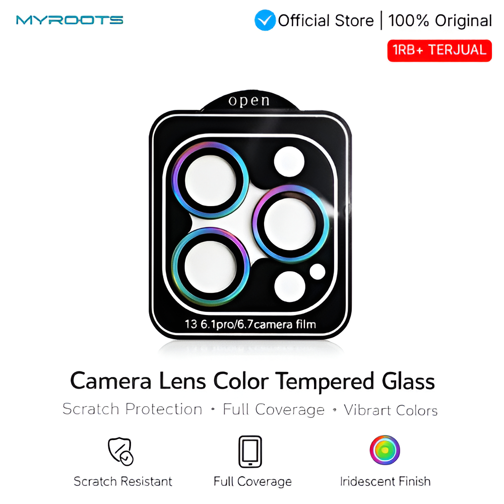 Myroots Ring Lensa Camera Rainbow Protector Iphone 15 14 13 12 11 Pro Max Mini Plus Tempered Glass P
