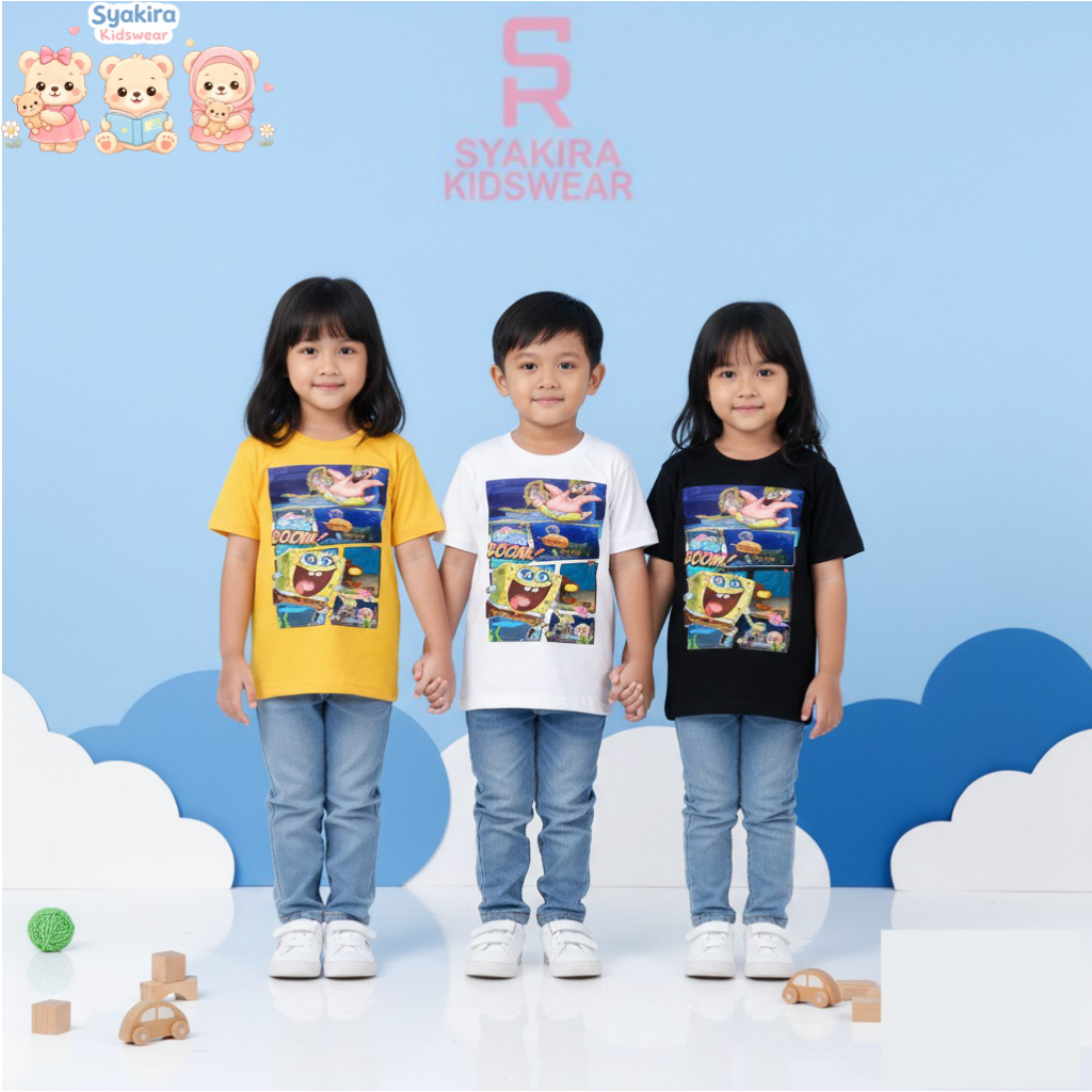 Syakira Kids Baju Anak / T-shirt Anak / Kaos Anak Laki - Laki dan Perempuan 1 - 10 Tahun BOOM Bikini