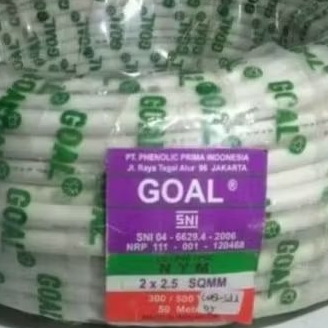 GOAL NYM 2X2,5 2X2, 5 1M KABEL LISTRIK PUTIH TUNGGAL ISI 2 NYM 2X2.5 ECERAN METERAN PER METER 1 METE