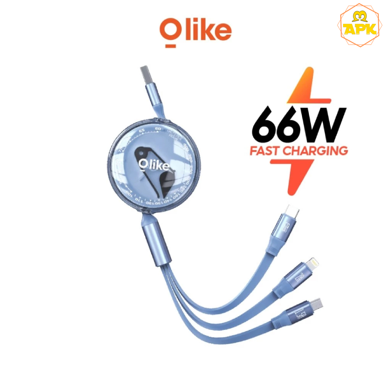 OLIKE D104 Kabel Charge Data 3in1 66w Fast Charging Micro Iphone Type C Original - Garansi 1 Tahun