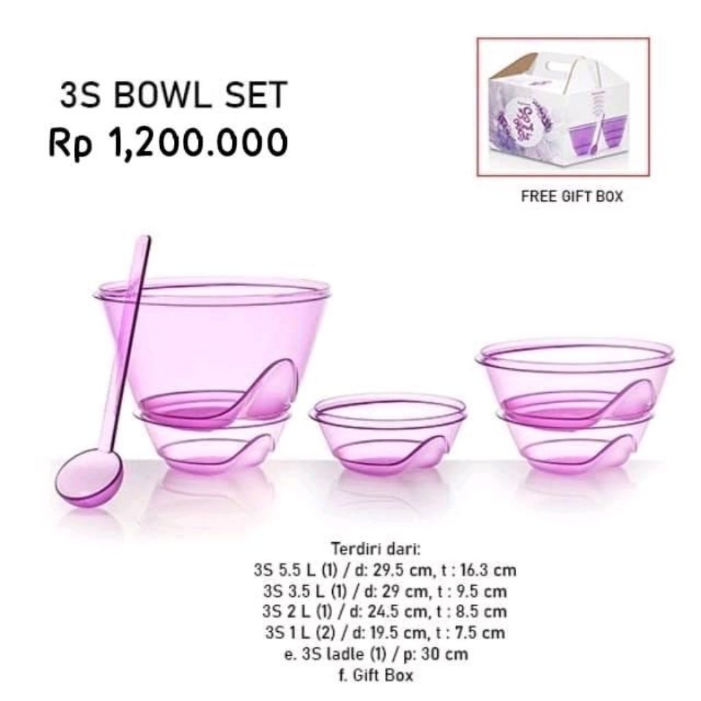 Prasmanan 3s Bowl Set Tupperware Original