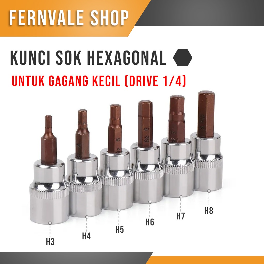 1/4 Inch Hexagonal Hex Bit Socket H3,H4,H5,H6,H7,H8
