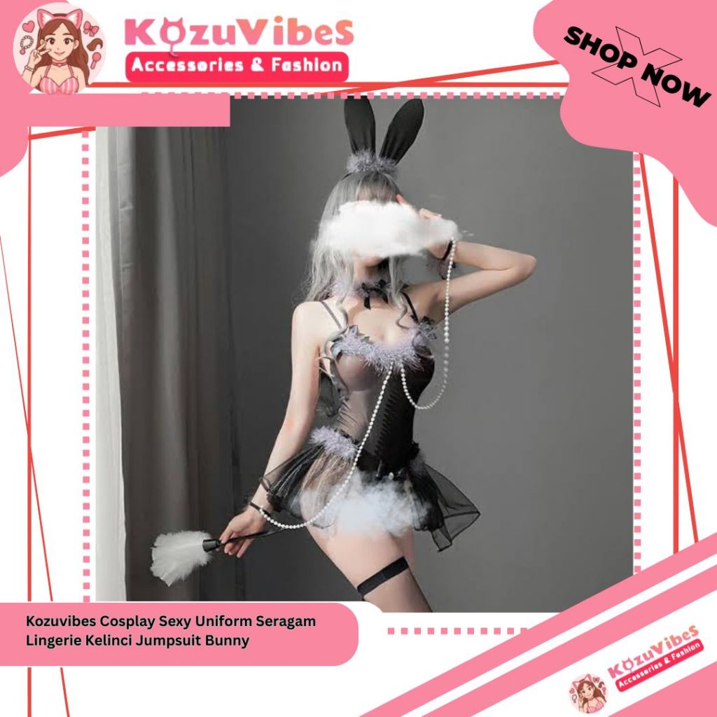 Kozuvibes Cosplay Sexy Uniform Seragam Lingerie Kelinci Jumpsuit Bunny