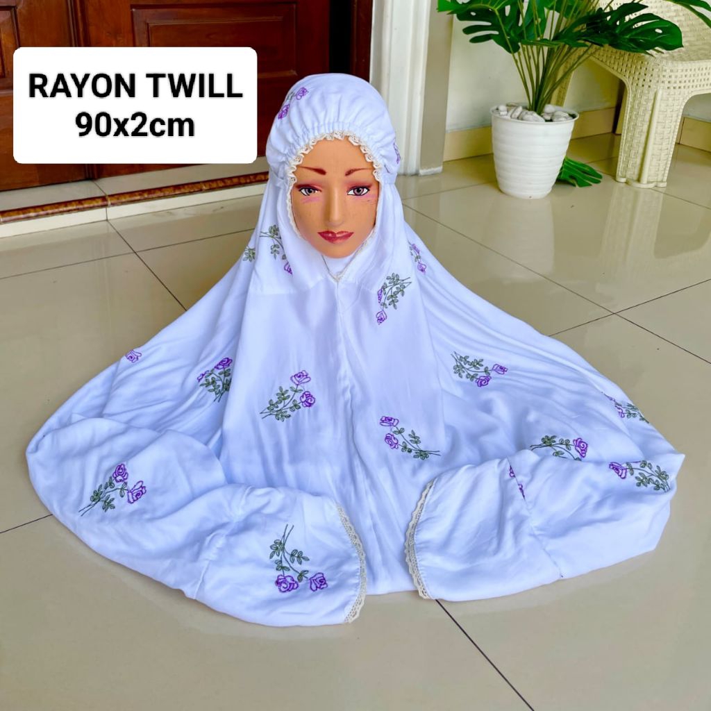 MUKENA RAYON TWILL PREMIUM TERUSAN DEWASA BORDIR