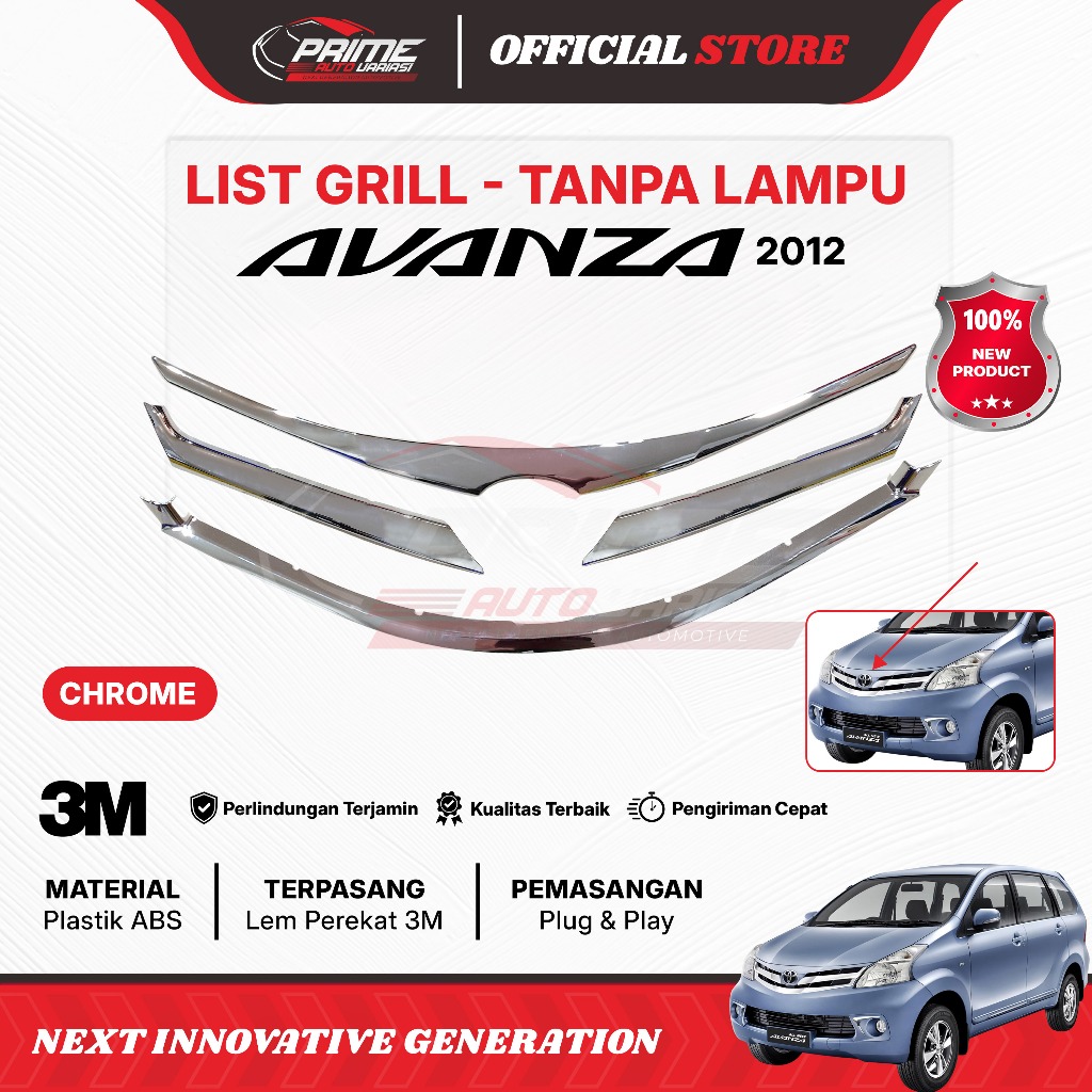 LIST GRILL ALL NEW AVANZA 2012 2013 CHROME