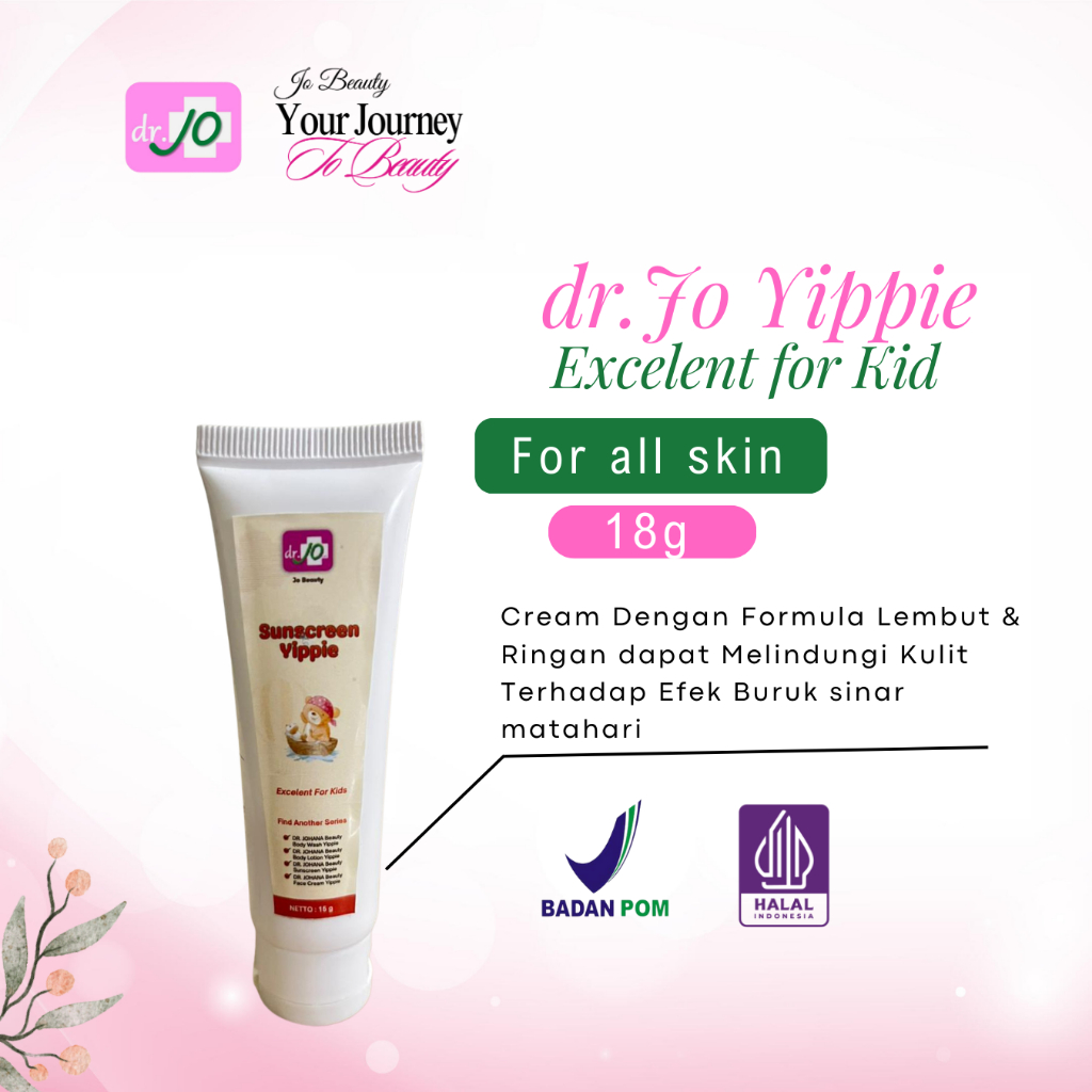 dr Jo Sunscreen Yippie For Kid | Sunscreen anak - anak klinik dr jo bpom aman halal