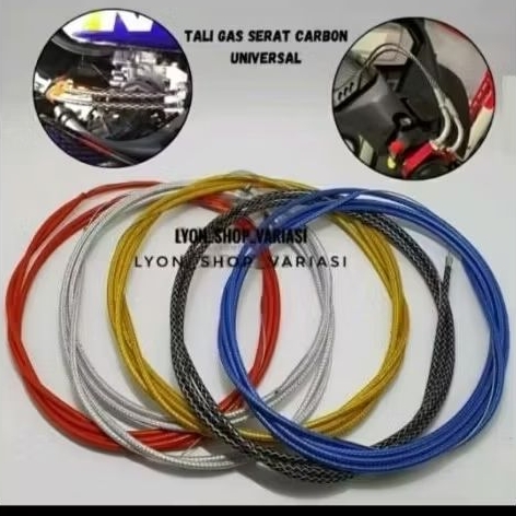 KABEL GAS SERAT KARBON / TALI KABEL GAS SERAT TOTAL PANJANG 220CM UNIVERSAL SEMUA MOTOR MATIC BEBEK 