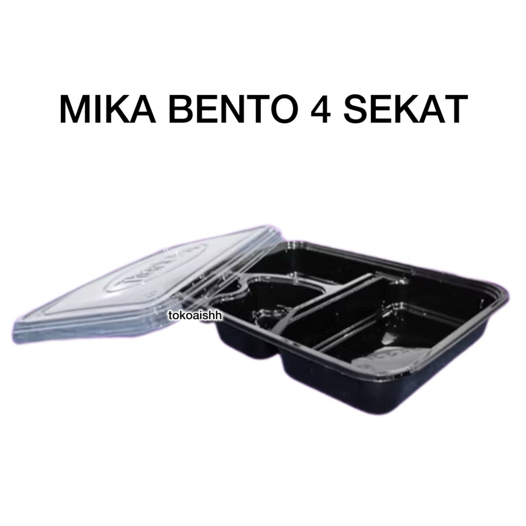 [50 SET] set mika bento sekat 4 dan tutup - box bento - mika bento sekat 4 - box bento polos
